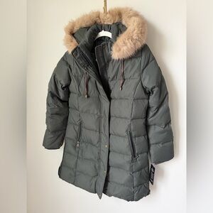Ralph Lauren Olive Green Puffer Jacket with Faux Fur Hood